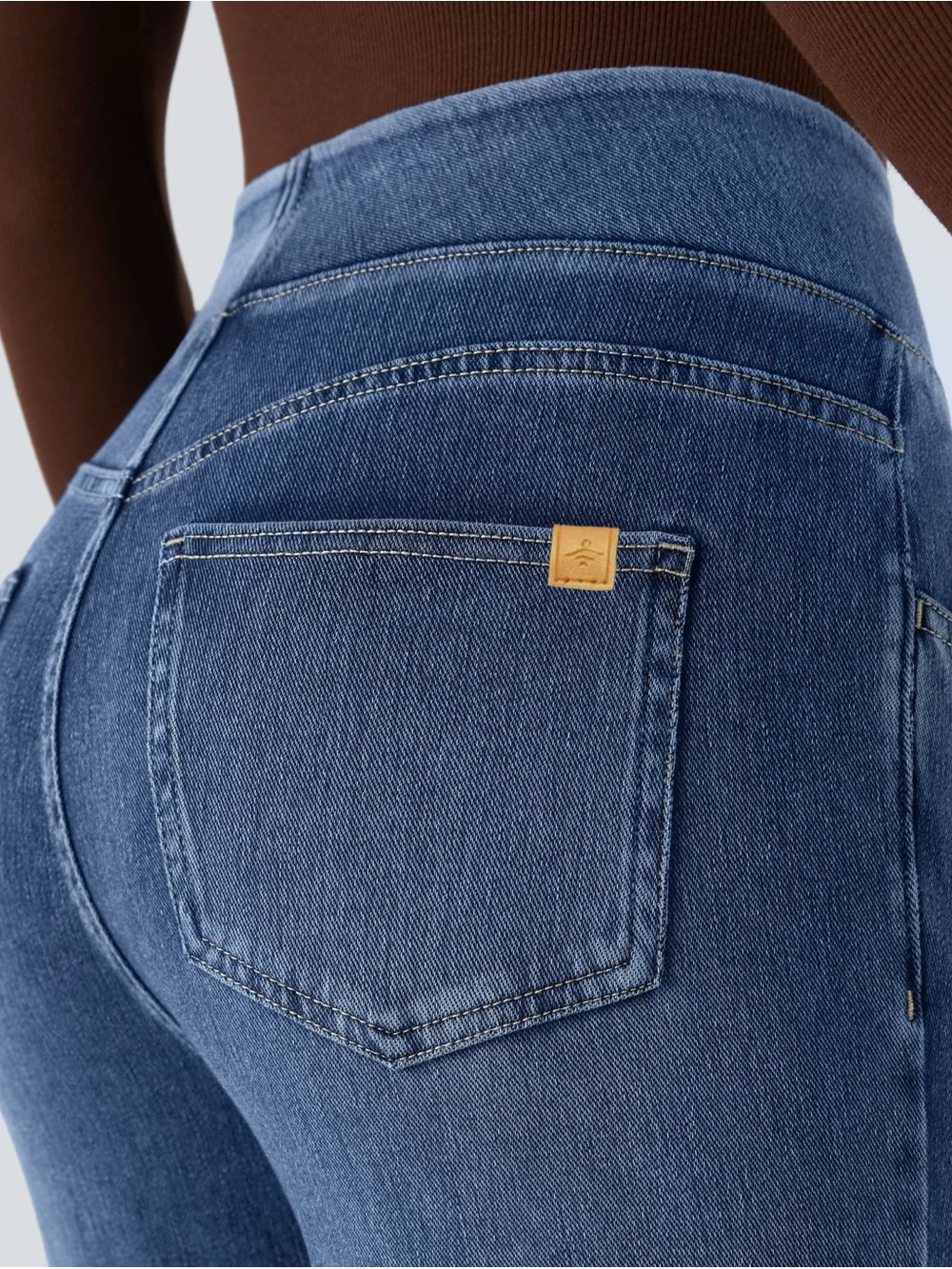 NWT Halara Flex High Waisted Blue Wide Leg Jeans Size XL Petite - Picture 3 of 7